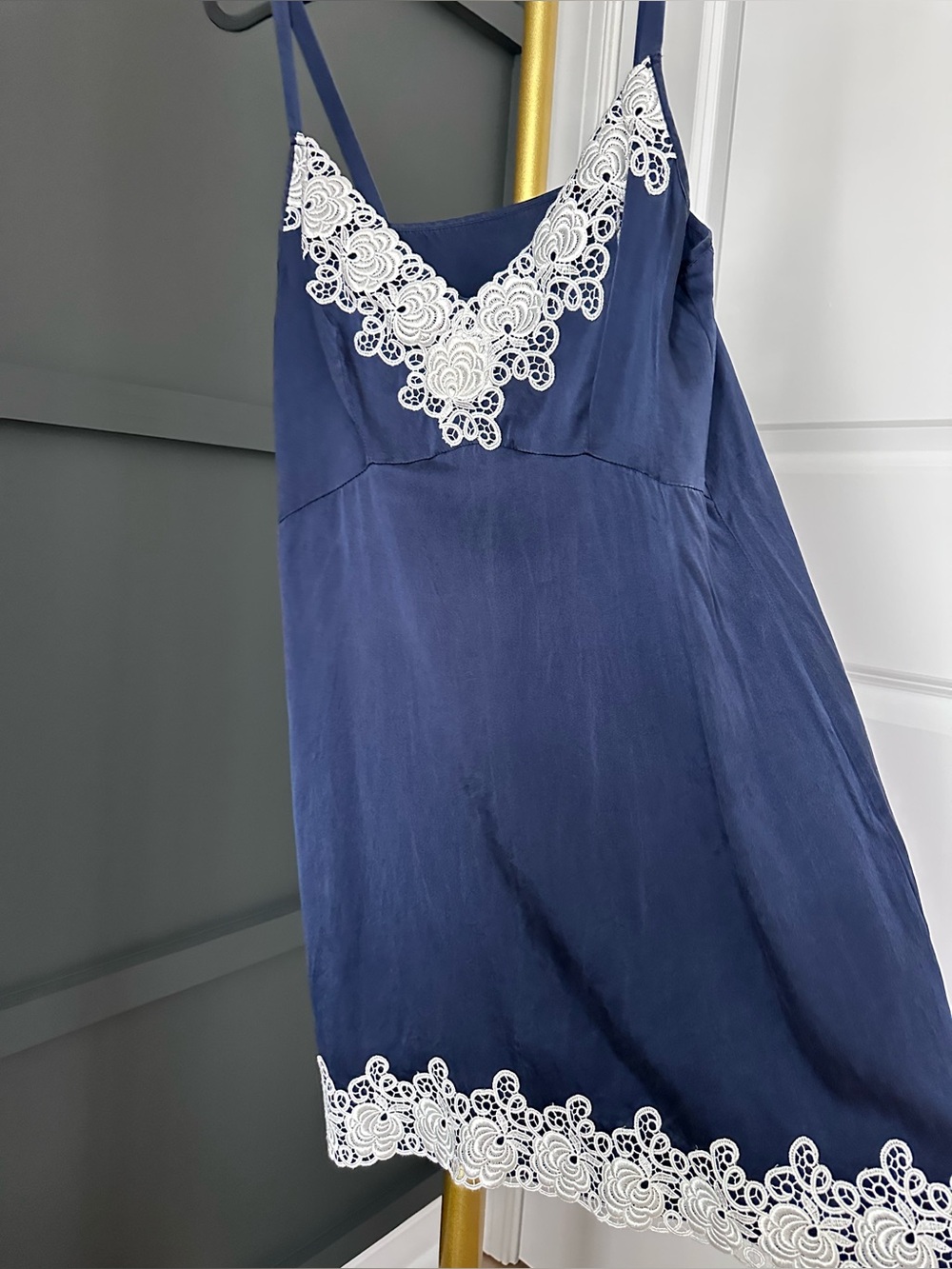 Vintage 100% Silk Fustenberg Lace Slip Dress Nightgown S